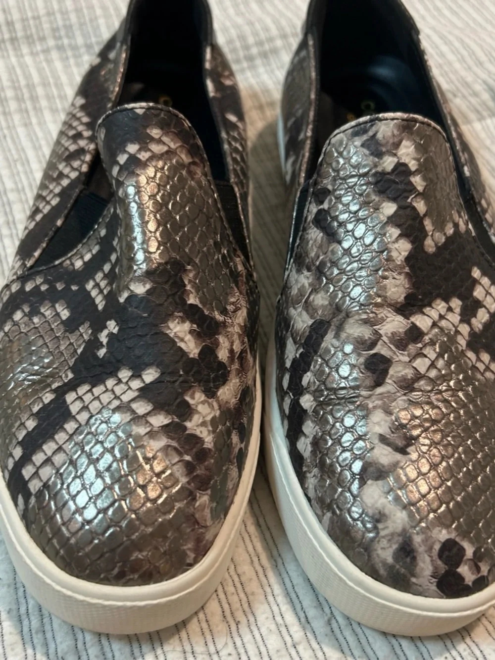 Cole Hasn Women’s  Slip-On Sneakers in Black and Gray Snake Print